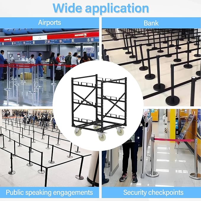 Stanchion Post Cart 6 Posts Ideal for High-Traffic Areas - Image 7
