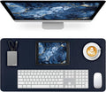 Leather Desk Pad Mat, Navy Blue Desk Mat, 23.6" x 13.7" | Non-slip and Waterproof Computer Mat, Desk Protector for Office/Home, Desk Accessories by Meetcolor