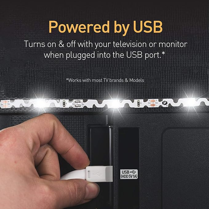 Luminoodle Color Bias Lighting, USB TV and Monitor Backlight LED Strip Lights Kit with Dimmer, Remote - 6.6 ft for 24" to 60" TV - Medium - Image 5