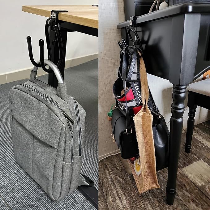 AUXPhome 2/PK Portable Desk Mount Hanger, Strong Table Hanger Hooks for Backpack, Hard hat, Cords,Bags,Mug,Towels, Shoes, Toys, Umbrella, Cap,Headphone,Purse,Handbag,etc for Table Desk, Under Counter - Image 9