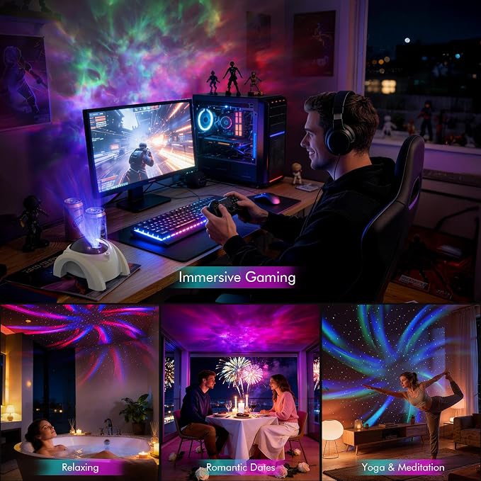 Rossetta Dual Lens Galaxy Star Aurora Projector Night Light for Bedroom - Image 8