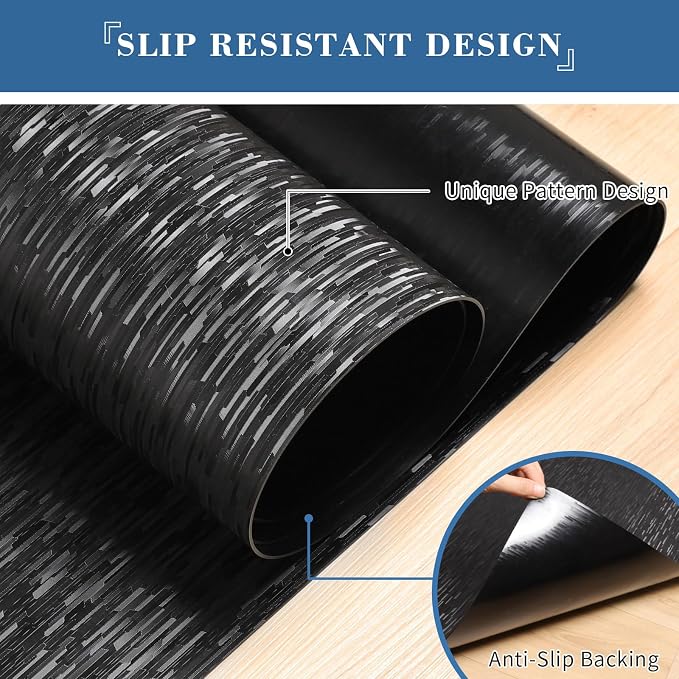 Office Chair Mat, TYDLE 50" x 65" Large Chair Mat for Hard Floor, Vinyl Floor Mat for Gaming Chairs, Slip Resistant Floor Protector Rolling Computer Desk Mat for Hardwood Floor, Black - Image 4