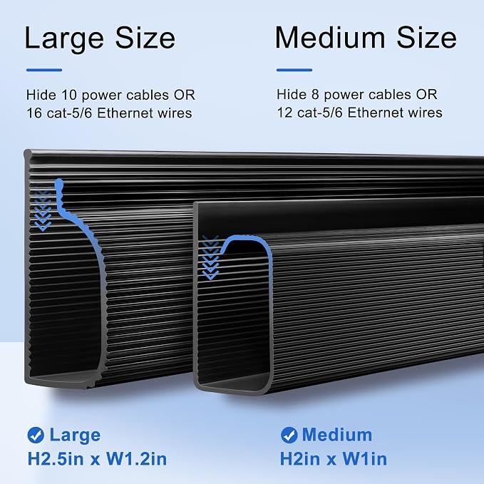 Cable Management Under Desk 94.5in (6X L15.8in) J Channel, ZhiYo Cord Organizer for Desk, Self-Adhesive Cable Organizer, Cord Management Wire Organizers for Cords, Wire Management Cable Raceway Black - Image 6