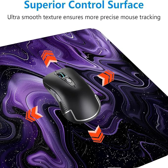 Dark Purple Ripples Desk Pad Mouse Pad Black Purple Lines Large Gaming Mouse Mat with Stitched Edges,Non-Slip Waterproof Rubber Base Mous Mat Office Computer Keyboard Laptop Home 35.4"x15.7" - Image 4