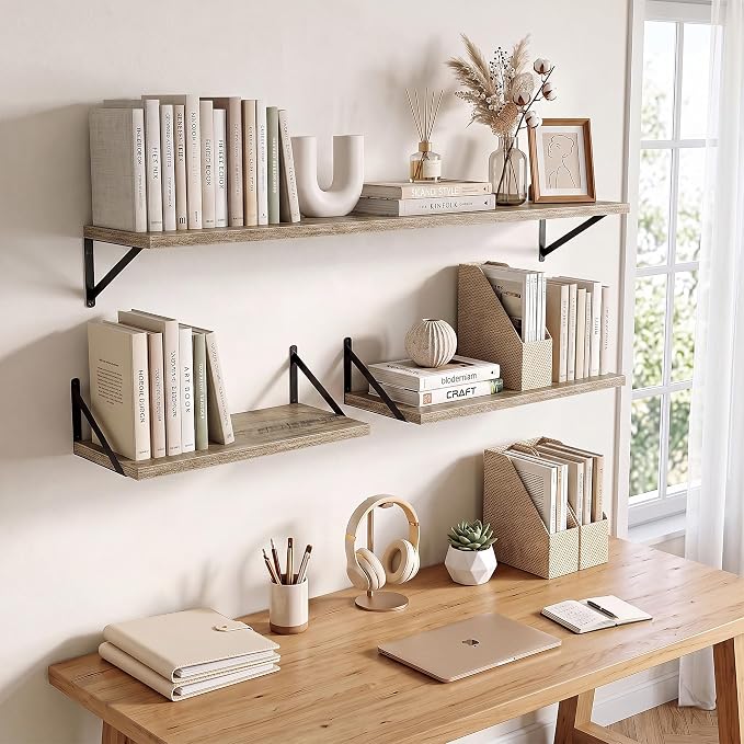 Axeman Deep Floating Shelves, 18'' x 12'' Grey Wall Shelves Set of 2 - Image 7