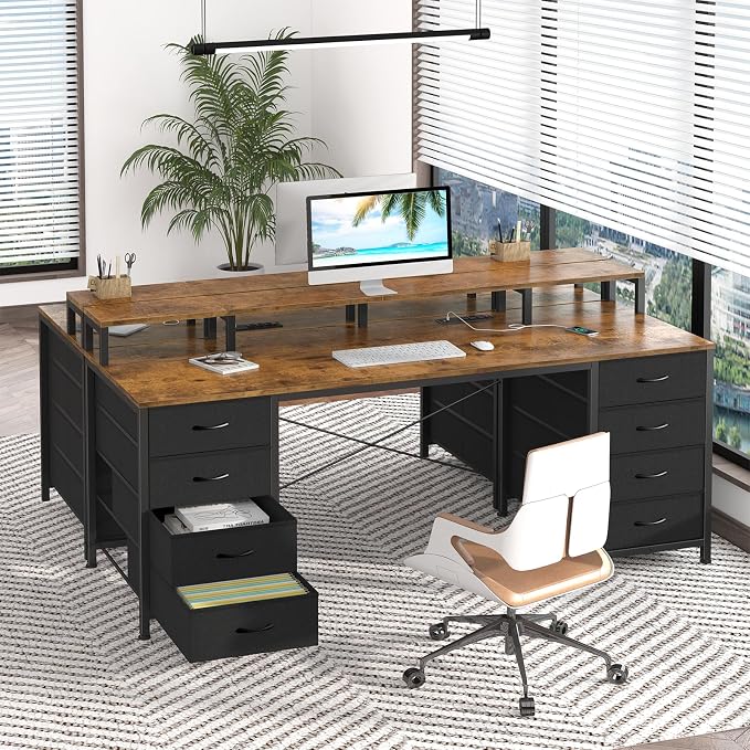 60" Computer Desk with 8 Drawers & Monitor Stand for Home Office, Bedroom - Image 9