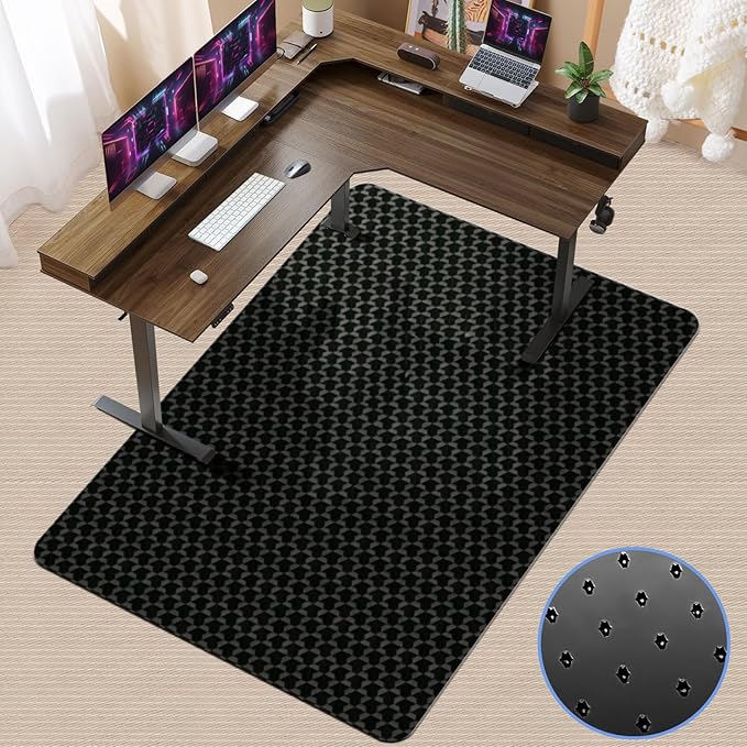 Vicwe Office Chair Mat for Carpet, 63"x51" Heavy Duty Chair Mat with Studs | Large Anti-Slip Waterproof Carpet Protector, Desk Chair Mat for Rolling Chair, Easy Glide Floor Mat for Gaming, Home, Black by Vicwe