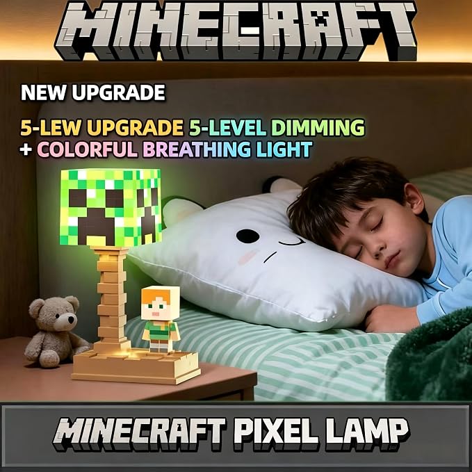 Pixel LED Night Light, 5-Color Adjustable, Pixel Game Desktop Ambient Light, Touch Control Bedside Atmosphere Light, USB Powered, Perfect Bedroom Decoration and Gift for Gamers. (Grass Block) - Image 2