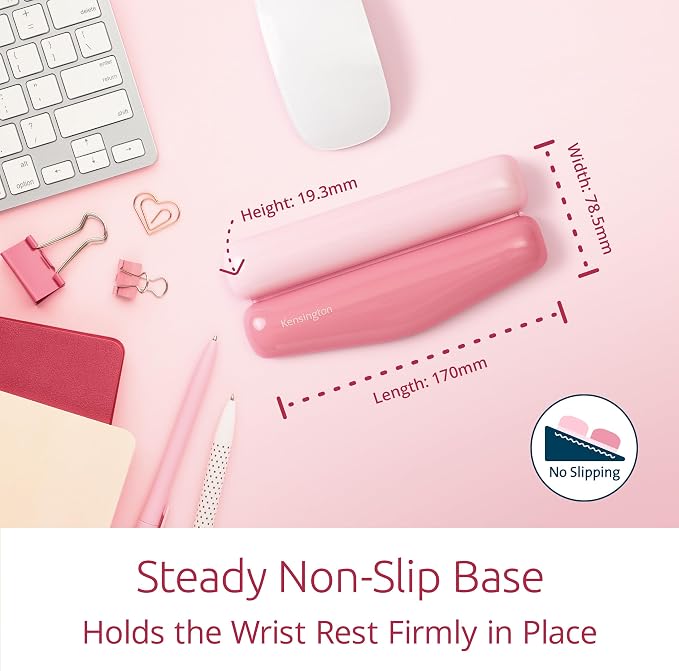 Kensington Duo Gel Mountain Mouse Wrist Rest Support Cushion for Mice & Trackballs, Ergonomic Mouse Wrist Support for Pain Relief, Comfortable Non-Skid Gel, Pink 6.69" x 3.09" x 0.76" K62826WW - Image 6