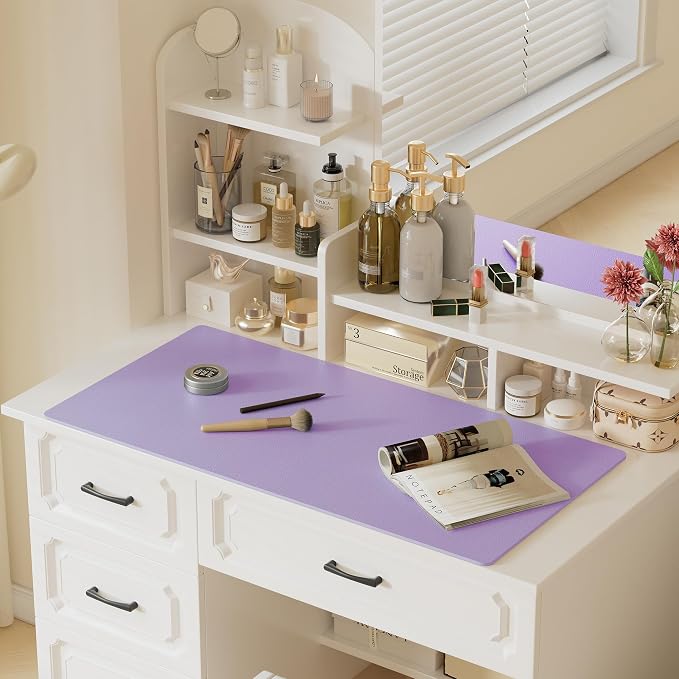 Aothia Faux Leather Desk Mat (Light Purple, 48" x 17") | Creates A Clean, Organized Workspace With One Surface For Your Keyboard, Laptop And Mouse - Image 6