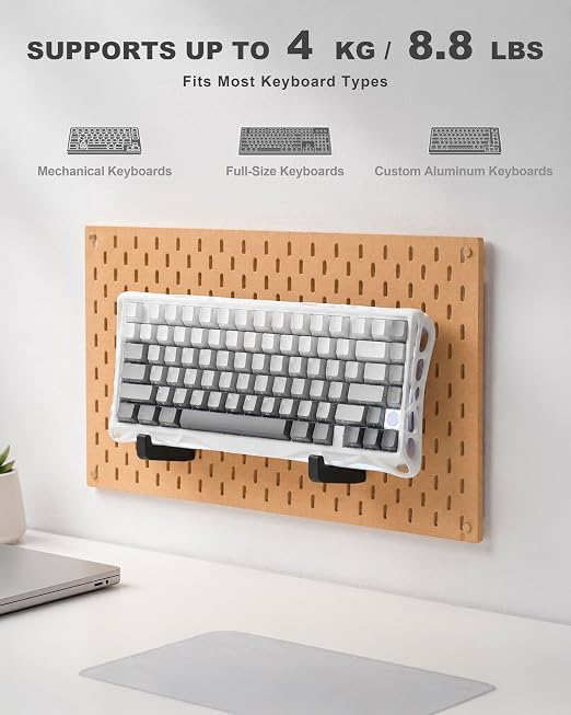 Keyboard Holder Display, Storage Hook for IKEA SKADIS | Black | Pegboard Accessories |Keyboard Stand | Skadis Accessories, Gaming Office | 4PCS - Image 3