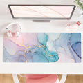 QiyI PU Leather Large Mouse Pad, 31.5" x 11.8", Blue Pink Fluid | Desk Décor Accessories, Extended Size, Waterproof & Easy to Clean, Smooth Surface, Non Slip Desk Organization by QIYI