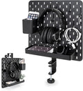 EHO Clamp-On Desk Pegboard, 13.5 x 14 inch Privacy Divider, Desk Partition Panel, No-Drill Desk Mounted Organizer, Combination Peg Board for Office, Gaming, Home, Plants, Black by EHOPrime