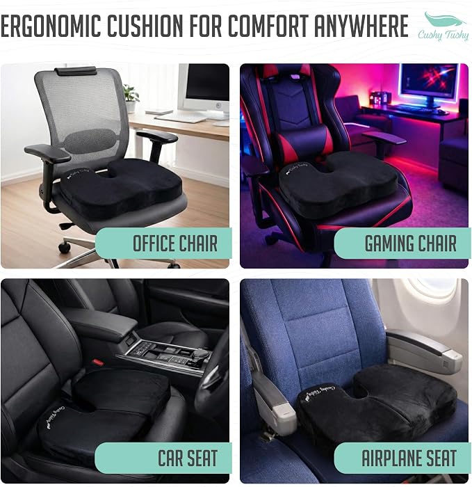 Cushy Tushy Premium Foldable Travel Seat Cushion - for Relief of Lower Back, Sciatic, Butt and Tailbone Pain - for Home & Office Use, Perfect for Travel or Driving - Coccyx Seat Cushion - Image 6