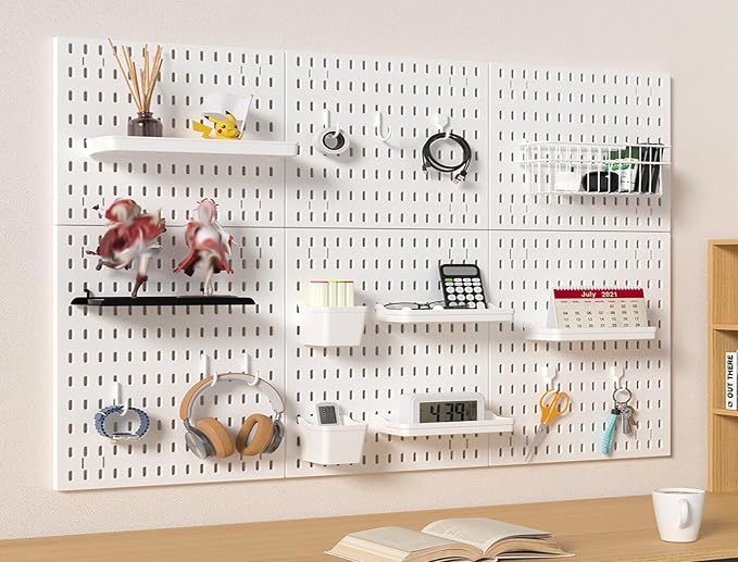 12 * 12in Pegboard Set, DIY Pegboard Combo Kit, Wall-Mounted Storage Organizer, Includes 4 pegboards and 18 Accessories, Suitable for Office, Gaming Room, Kitchen, and Decorative Display (White) - Image 5