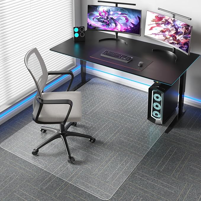 Tydle Chair Mat for Carpet, 60" x 46" Chair Mat for Carpeted Floors, Non-Slip Computer Under Desk Plastic Floor Mat for Work Gaming Chairs, Heavy Duty Carpeted Floor Protector for Home Office (Clear) - Image 8