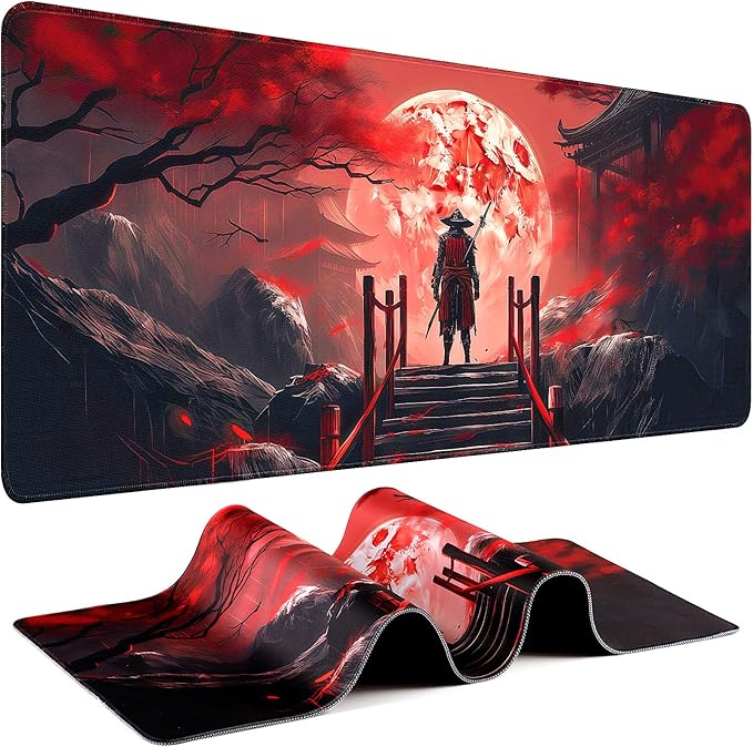 Gaming Mouse Pad - (31.5"×11.8") Japanese Samurai Large Mouse Pads for Desk - Desk Mat for Keyboard and Mouse with Non-Slip Base, Desks Pad Matfor Game/Office & Home by Unknown