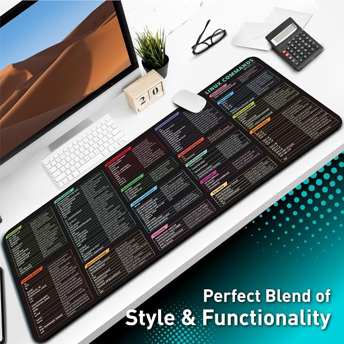 Pixiecube Linux Commands Line Mouse pad - Extended Large Cheat Sheet Mousepad. Shortcuts to Kali/Red Hat/Ubuntu/OpenSUSE/Arch/Debian/Unix Programmer. XXL Non-Slip Gaming Desk mat - Image 6