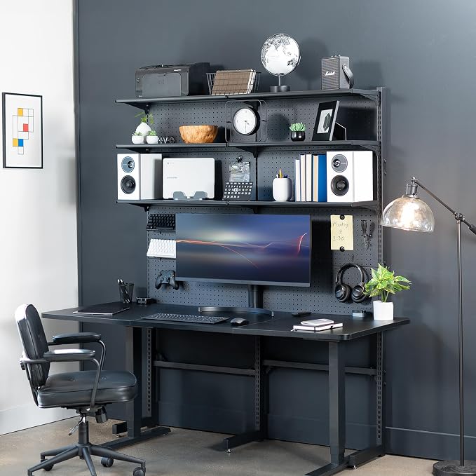 VIVO Freestanding Modular Steel Pegboard System, 74 inch High Magnetic Accessory Organizer for Home and Office, Black, PP-2-PB058 - Image 2