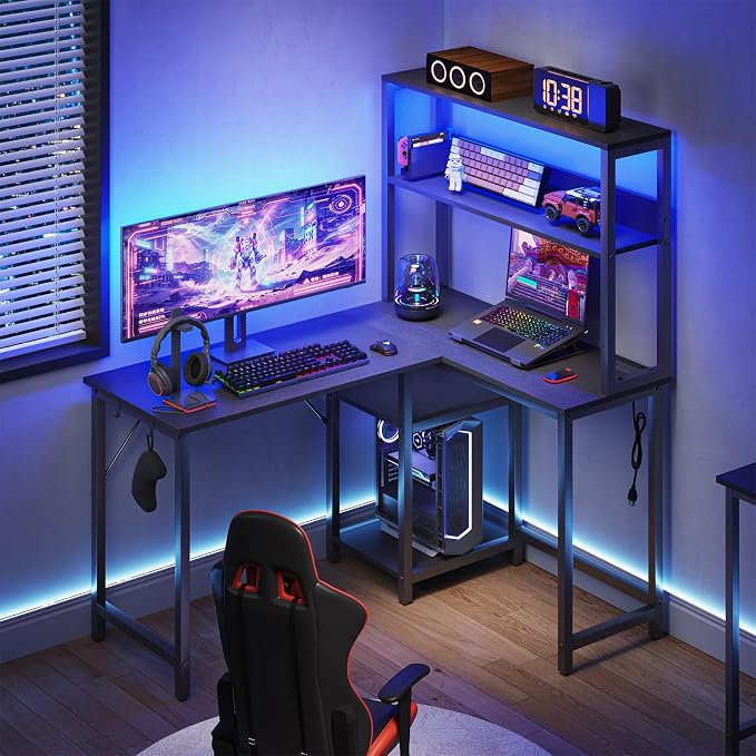 43" L Shaped Gaming Desk Reversible Corner Desk for Home Office - Image 2