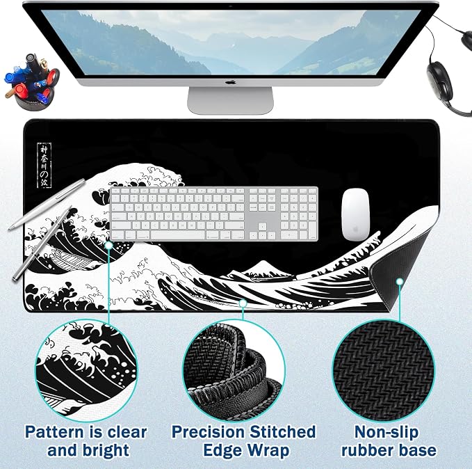 Mouse Pad Gaming - Desk Mat for Keyboard and Mouse - Large Mouse Pad for Desk, Mousepad (35.4" X 15.7") with Non-Slip Base, Desks Pad Mat Office and Home - Image 2