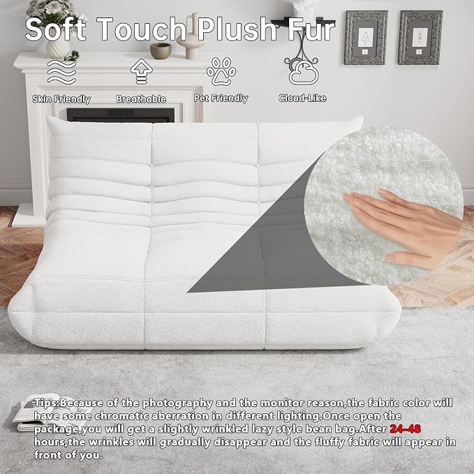 WHGBJA Loveseat Bean Bag Chair for Adults, Comfy Beanbag with Memory Foam | Floor Sofa Chair for Gaming, Reading, Bedroom, Living Room, Boneless, Ergonomic - Image 3
