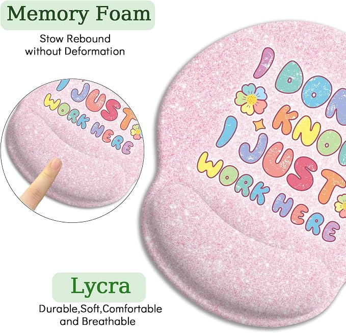 LIMKRIAN Pink Ergonomic Mouse Pad with Wrist Rest, Funny Gaming Mousepad Wrist Support with Non-Slip Pain Relief PU Base, Cute Computer Mouse Pads for Desk Pink Office Desk Accessories Decor Supplies - Image 6