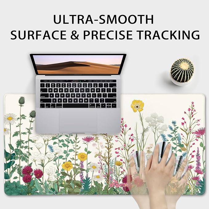 Wildflower Garden Large Gaming Mouse Pad Desk Mat 31.5"x15.7" | Extended Mousepad, Non-Slip Rubber Base , Stitched Edges, for Computer/Laptop/Office/Home - Image 5