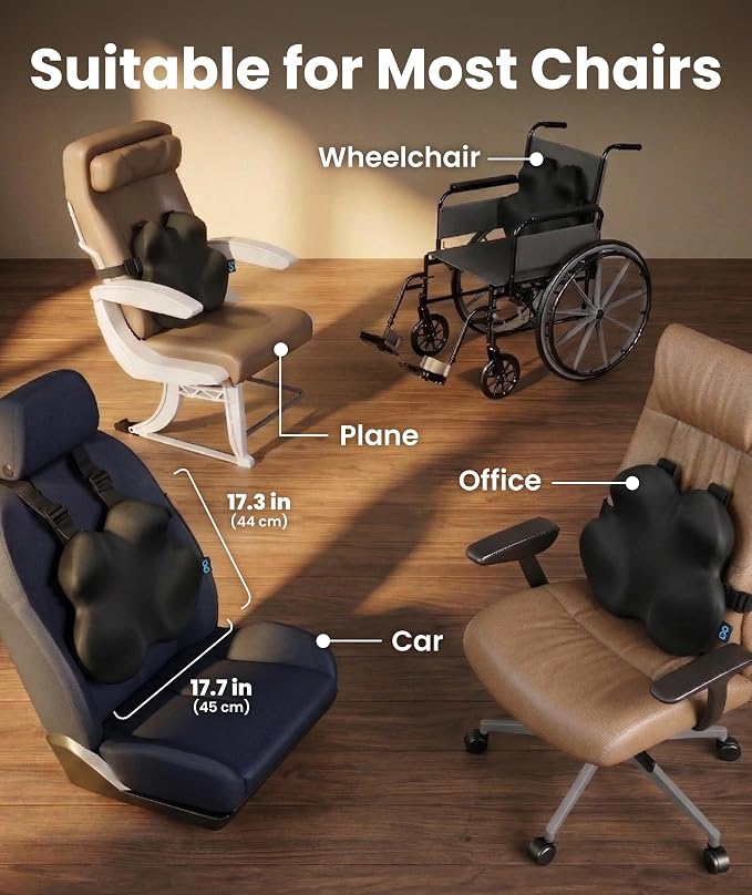 Everlasting Comfort Lumbar Support Pillow for Office Chair - Improves Posture, Promotes Back Pain Relief - Superior Back Support for Gaming and Desk Chairs - Lumbar Pillow for Car, Couch - Image 5