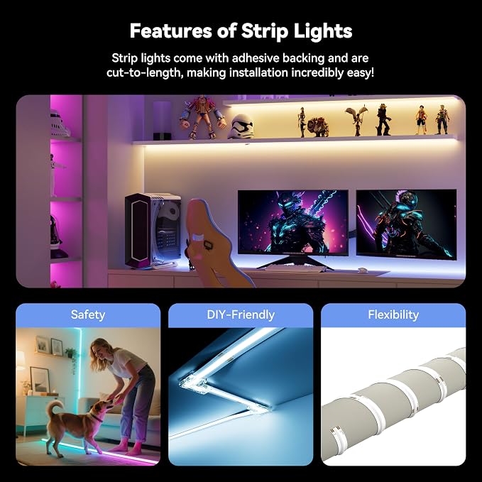 MIWISE RGB COB LED Strip Light 9.84ft/3m,Color Changing Dimmable Strip Light DC24V,Compatible with Alexa/Google Assistant/Tuya Multicolor Flexible Tape Light,for TV,Bedroom,Party DIY Decoration - Image 5