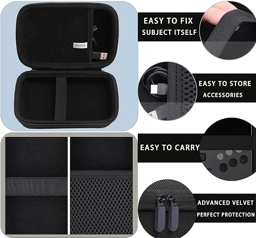 Hard EVA Carrying Storage Case Compatible with Retroid Pocket Flip 2 / Retroid Pocket Classic Retro Game Handheld Console Protective Travel Storage Box (Black) - Image 5