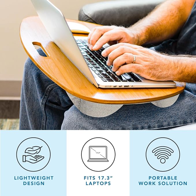 ROSSIE Home XL Bamboo Lap Desk – Natural, Fits 17.3” Laptops - Image 2