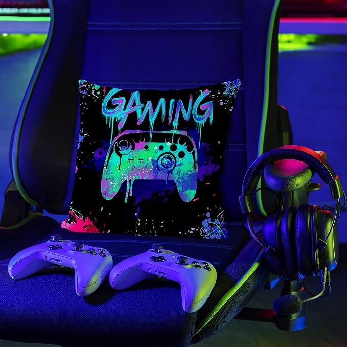 Gamer Room Decor For Boys,Game Room Decor,Gaming Room Decor,Gamer Pillow Cover 18x18,gaming pillow Cover,teen boy room decor game room couch,teenage boy room decor,boys room decorations for bedroom - Image 2