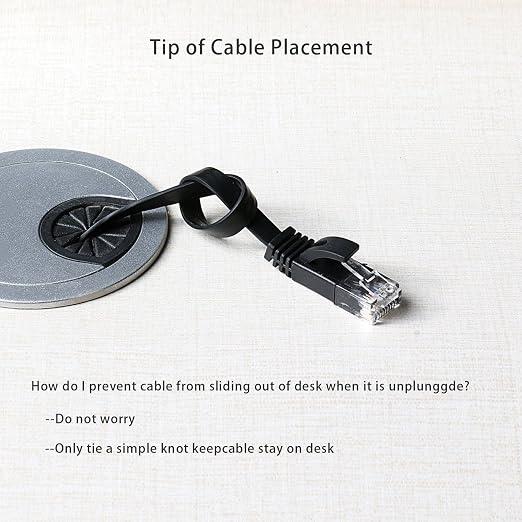 Jadaol Cat6/Cat6A Ethernet Cable 20FT Flat with Clips 10Gbps Network, Black - Image 7