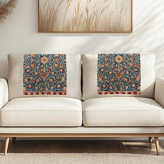 William Morris Fruit Small Recliner Headrest Cover 26x16 Inch Set of 2 - Easy to Install Polyester Slipcover Chair, Decoration & Non-Slip Design with Fixing Nails for Office/Home - Image 3