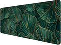Green Leaves Desk Mat Gaming Mouse Pad Gold Tropical Palm Leaves Large Gaming Mouse Mat with Stitched Edges,Non-Slip Waterproof Rubber Base Mous Mat Office Computer Keyboard Laptop Home 31.5"x11.8" by Unknown
