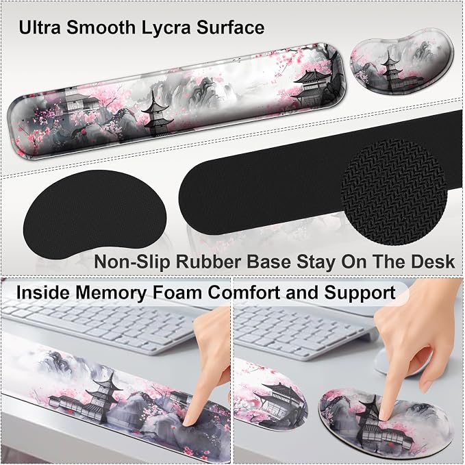 4 in 1 Mouse Pad and Keyboard Wrist Rest,Large Desk Mat,Coaster Set-Anime - Image 4