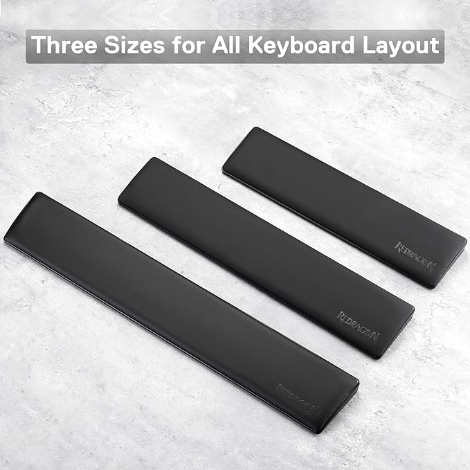 Redragon P035 Meteor S Computer Keyboard Wrist Rest Pad, Ergonomic Soft Memory Foam Wrist Support w/Anti-Slip Rubber Base, 60% 61 Keys Compact Size 11.38 x 2.87 in, 0.78 inch (20mm) Height, Black - Image 3