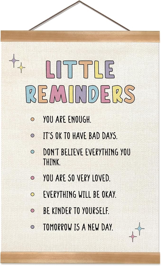 ZTGDA Little Reminders Wall Art,Inspirational Quotes Canvas Print with Wood Hanger Frame, Daily Reminder Poster for Bedroom Teens Room, or Classroom Decor, 12x16 Inches (Reminders) by Unknown
