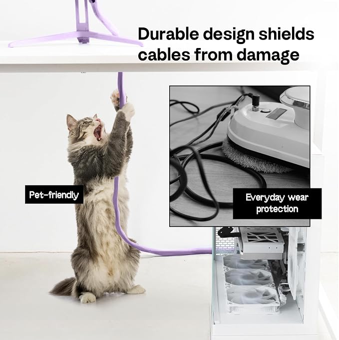 Pixio 10FT Tubing Cable Sleeve – Purple 1/2 inch Flexible Cable Management Sleeve for PC, Gaming, TV & Office, Wire Organizer for Desk Cable Cleanup - Image 3
