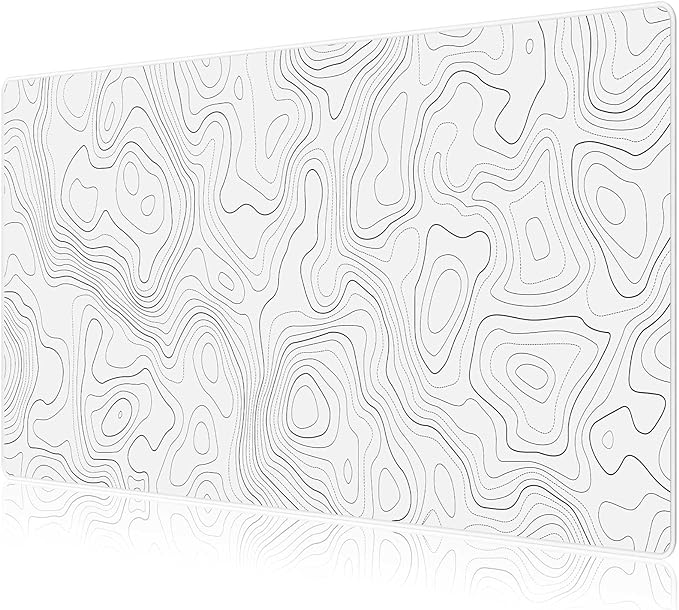 JIALONG White Topographic Large Gaming Mouse Pad, XXL Mousepad, Big Mouse Mat Desk Pad for Keyboard and Mouse, Gaming Computer Laptop PC Desk Office Accessories by JIALONG