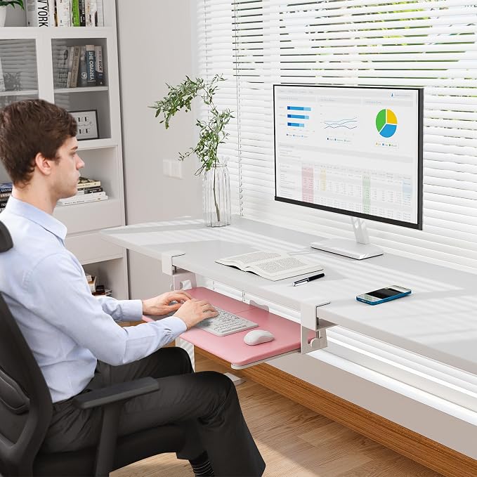BONTEC Under Desk Keyboard Tray, Pull-Out Keyboard & Mouse Platform - Image 8