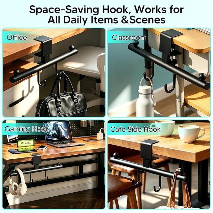 Heavy-Deauty Bag Hook for Desk,Adjustable Desk Hook - Image 7