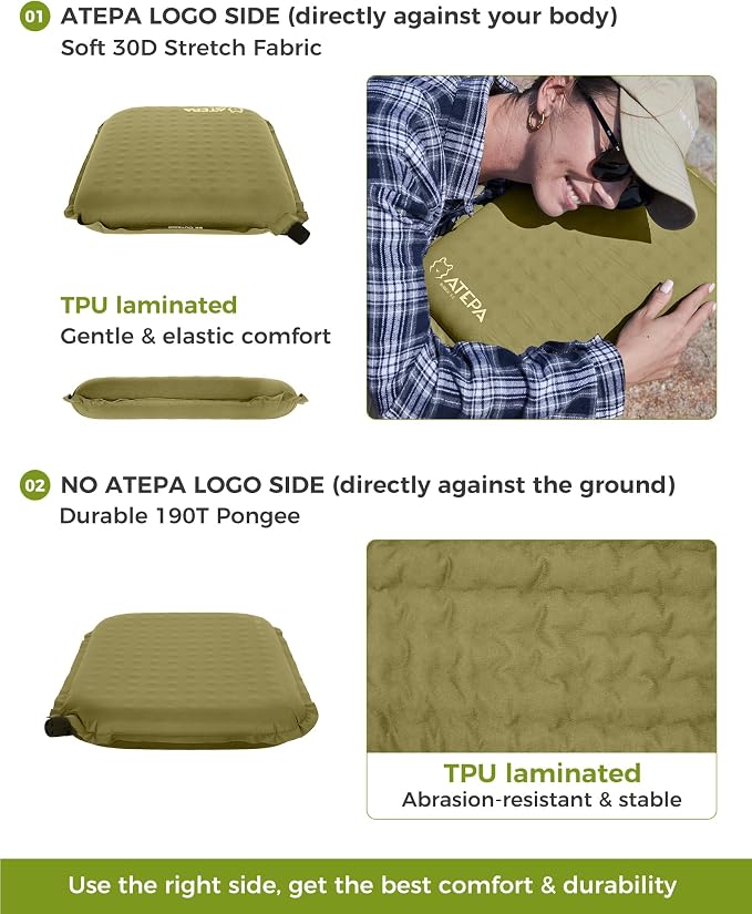 ATEPA Inflatable Seat Cushion | 2" & 2.5" Foam Core Seat Pad, Compact, Stadium, Airplane, Travel, Camping, Hiking, Sports Events, Self Inflating - Image 6