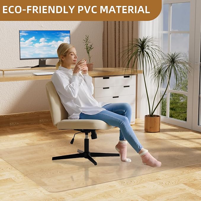 Clear Office Chair Mat for Hard Floors, Plastic Floor Protector for Chairs | 48 x 60 Inch Transparent Under Desk Mat for Rolling Desk & Computer Chairs, Protects Hardwood, Wood and Tile Floors - Image 8