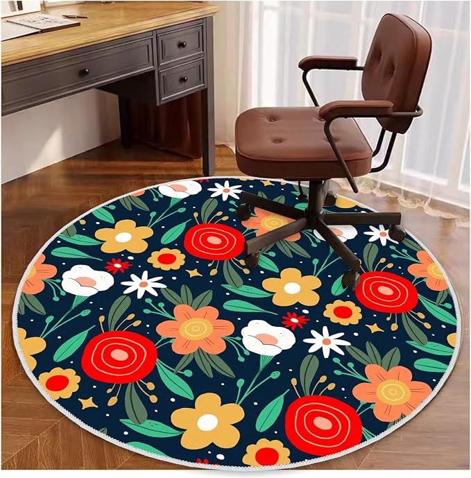 4ft/48in Home Office Chair Mat for Hardwood Floor, Anti-Slip Desk Chair Mats, Computer Gaming Chair Mat for Rolling, Low Pile Carpet Floor Chair Mats(Colorful-2) by Soofteilliv
