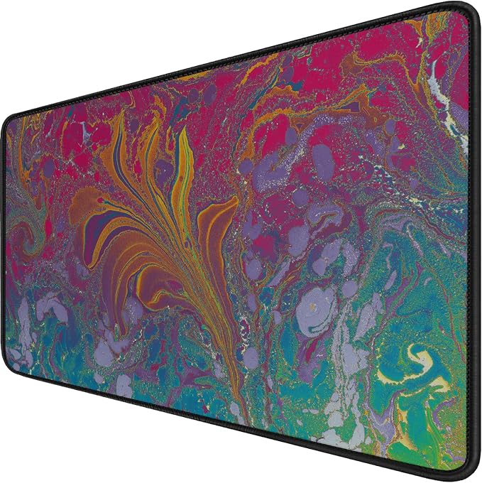 Large Extended Gaming Mouse Pad with Stitched Edges, Durable Non-Slip Natural Rubber Base, Waterproof Computer Keyboard Pad Mat for Esports Pros/Gamer/Desktop/Office/Home - Red Green by Hsmienk
