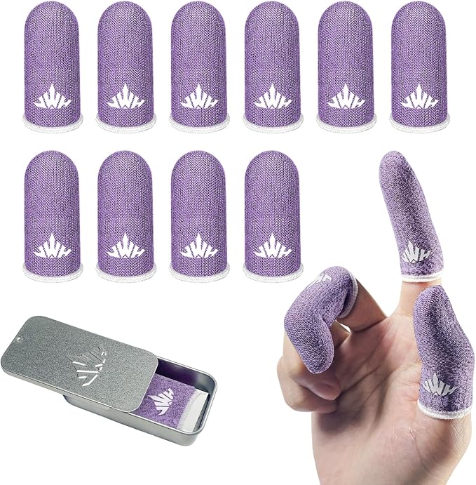 10 Pack Silver Fiber Dedales Gamer Profesionales Anti Slip Sweat Proof Gaming Finger Thumb Sleeves Cots Breathable Mobile Phone Gamer Gloves Guantes para Durable Covers for Pubg by Unknown