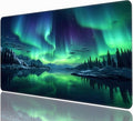 Green Aurora Desk Mat, XXL 35.4"x15.7" Large Mouse Pad, Aesthetic Extended Gaming Mouse Mat,Non-Slip Rubber Base Waterproof with Stitched Edges for Gaming Office Home Decor by Unknown