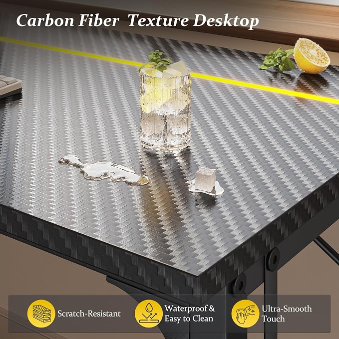 DurayLoly 40" Gaming Desk with Waterproof LED Lights for Bedroom,Black - Image 8
